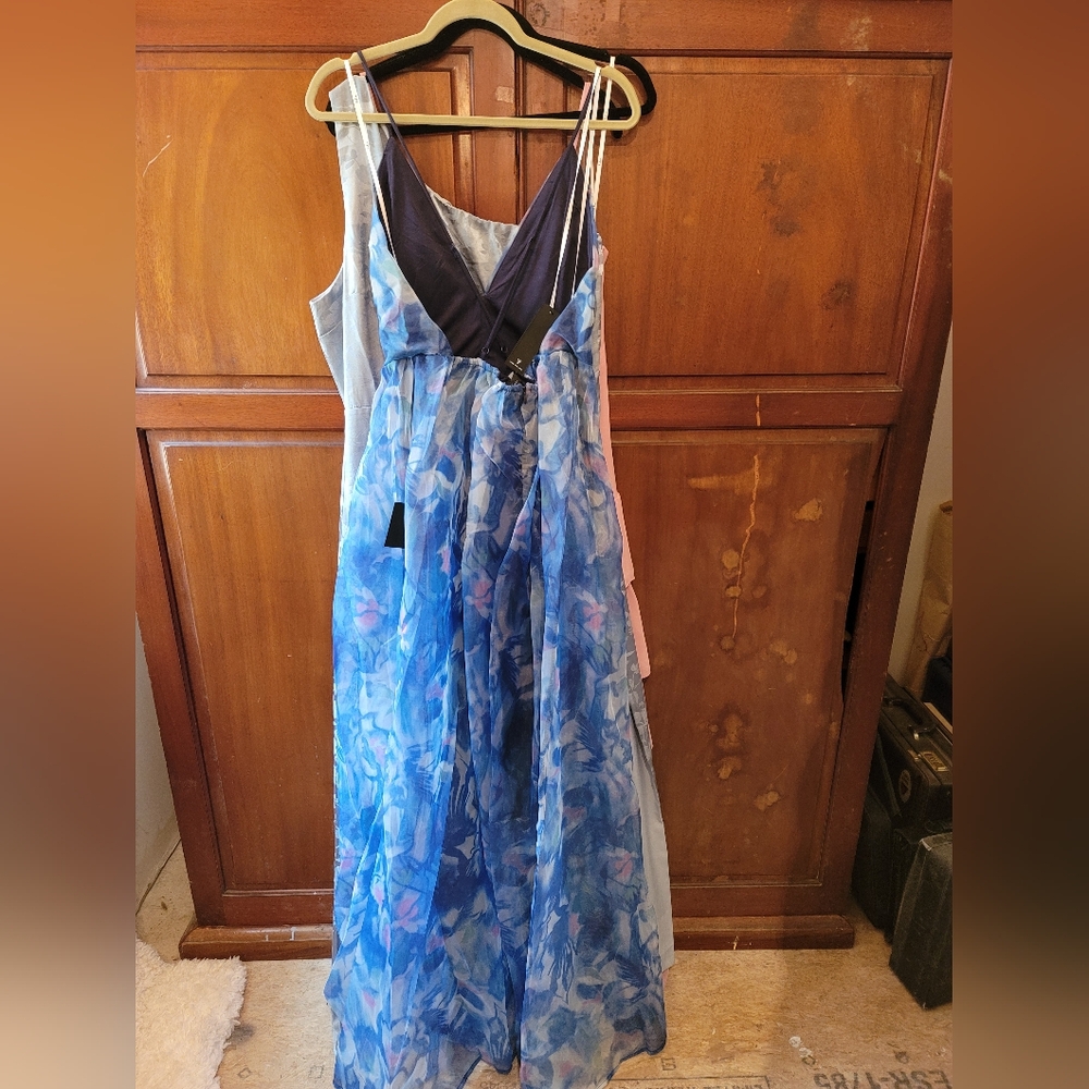 Lulu's Blue Maxi Sundress Sleeveless V-Neck - Picture 2 of 2